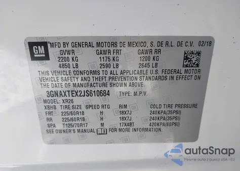 2018 Chevrolet Equinox Lt from USA, damaged, VIN 3GNAXTEX2JS610684